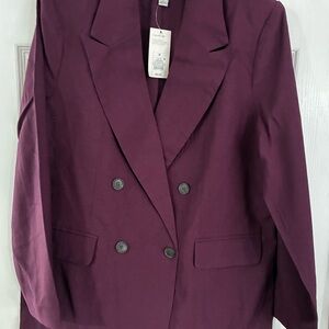 a new day Plum Double-Breasted Suit Blazer